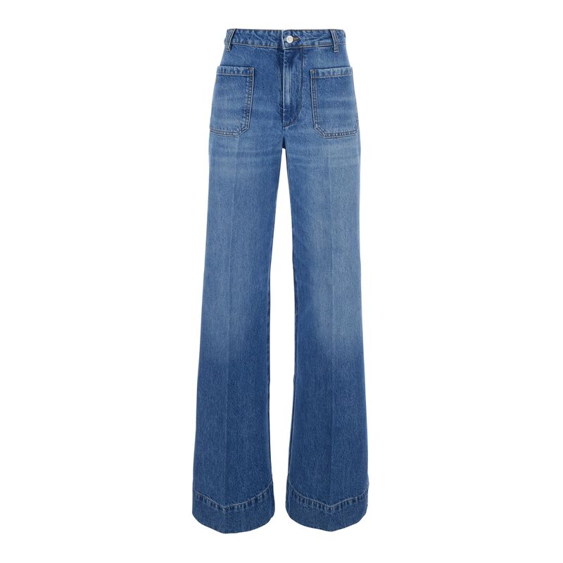 Victoria Beckham Women Alina Jean With 100% Cotton Light Blue Woman